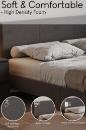Home Discount Vida Designs Victoria Double Bed Frame Velvet Fabric UKFR Storage in Dark Grey - thumbnail 6