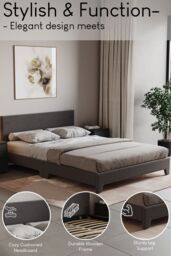 Home Discount Vida Designs Victoria Double Bed Frame Velvet Fabric UKFR Storage in Dark Grey - thumbnail 4
