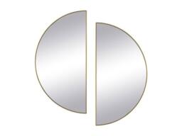 Vente-unique Set Of 2 Half-Circle Design Metal Mirror - W.50 X H.100 Cm - Gilded in Gold - thumbnail 4