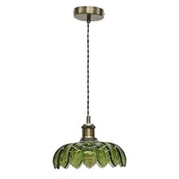 First Choice Lighting Set of 2 Alice - Green Leaf Pendant Shades with Antique Brass Flex Set - thumbnail 2