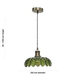 First Choice Lighting Set of 2 Alice - Green Leaf Pendant Shades with Antique Brass Flex Set - thumbnail 5