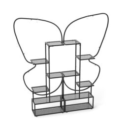 Gymax 6-Tier Metal Plant Stand Butterfly-Shaped Flowerpot Shelf Black - thumbnail 1