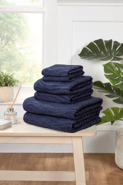 Rapport Home Safari 6 Piece Cotton Towels Bale Set Soft & Absorbent in Blue - image 1