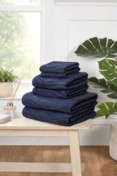 Rapport Home Safari 6 Piece Cotton Towels Bale Set Soft & Absorbent in Blue - thumbnail 1
