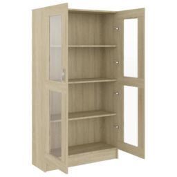 Berkfield Home Vitrine Cabinet Sonoma Oak 82.5x30.5x150 cm Engineered Wood in Brown - thumbnail 5