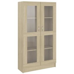 Berkfield Home Vitrine Cabinet Sonoma Oak 82.5x30.5x150 cm Engineered Wood in Brown - thumbnail 2
