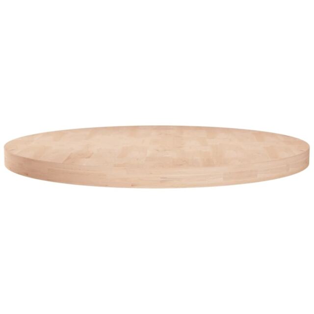 Berkfield Home Round Table Top √ò60x4 cm Untreated Solid Wood Oak in Brown - Size: 60x4 cm - image 1