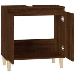 Berkfield Home Sink Cabinet Brown Oak 58x33x60 cm Engineered Wood - Size: 58 x 33 x 60 cm - thumbnail 7