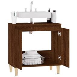 Berkfield Home Sink Cabinet Brown Oak 58x33x60 cm Engineered Wood - Size: 58 x 33 x 60 cm - thumbnail 5
