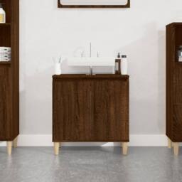 Berkfield Home Sink Cabinet Brown Oak 58x33x60 cm Engineered Wood - Size: 58 x 33 x 60 cm - thumbnail 2