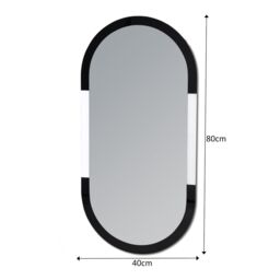 Showerdrape Putney Arched Oval Wall Mounted Black Framed Bathroom Mirror 80 x 40cm in Silver - Size: 80 x 40 cm - thumbnail 3