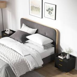 HOMCOM Bedside Table Set of 2 with 2 Drawers for Bedroom, Living Room, Black - Size: 2 Pack - thumbnail 1