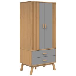 Berkfield Home Wardrobe OLDEN Grey & Brown 76.5x53x172 cm Solid Wood Pine - thumbnail 2