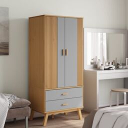 Berkfield Home Wardrobe OLDEN Grey & Brown 76.5x53x172 cm Solid Wood Pine - thumbnail 3