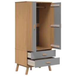 Berkfield Home Wardrobe OLDEN Grey & Brown 76.5x53x172 cm Solid Wood Pine - thumbnail 6