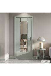 Living and Home Black Rounded Rectangular Metal Frame Door/Wall Mount Mirror for Hallway, Bedroom & Bathroom, 28cm W x 118cm H - thumbnail 2