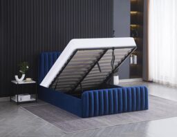 KOSY KOALA Ottoman Gas Lift Storage Bed 4ft6 Double with 1 Mattress Blue Velvet Bedroom - thumbnail 4