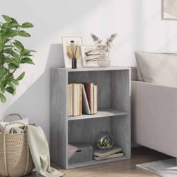 Berkfield Home 2-Tier Book Cabinet Concrete Grey 60x30x76.5 cm Engineered Wood - thumbnail 3