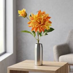 Garden Greatness Lifelike Artificial Dahlia Flower Stem in Orange - Size: 1 Pack