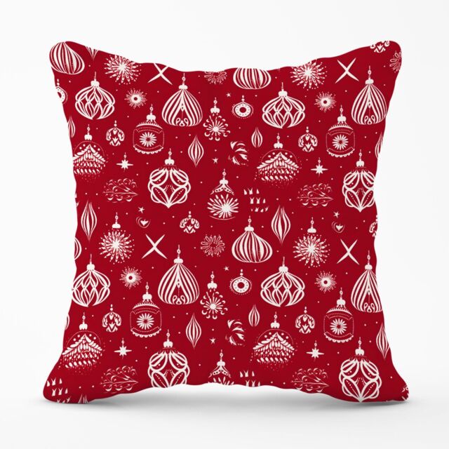 Warren Reed - Designer Red Christmas Decorations Pattern Outdoor Cushion - Size: 60 cm x 60 cm - image 1