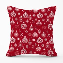Warren Reed - Designer Red Christmas Decorations Pattern Outdoor Cushion - Size: 60 cm x 60 cm - thumbnail 1