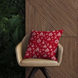 Warren Reed - Designer Red Christmas Decorations Pattern Outdoor Cushion - Size: 60 cm x 60 cm - thumbnail 2