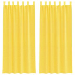 Berkfield Home Voile Curtains with Rod Pockets 2 pcs Yellow - thumbnail 2