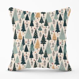 Warren Reed - Designer Boho Inspired Christmas Tree Pattern Outdoor Cushion in Green - Size: 60 cm x 60 cm - thumbnail 1