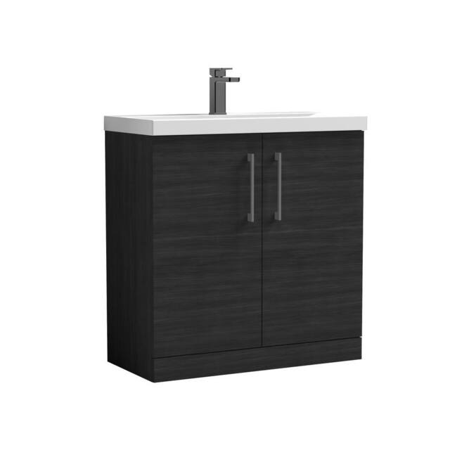 Balterley Bathroom 2 Soft Close Door Floor Vanity Unit Basin, Black, 800mm in Black - image 1