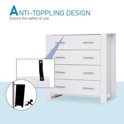 Kelvenix Chest Of 4 Drawers Home Storage in White - Size: 0.6m2 - thumbnail 4