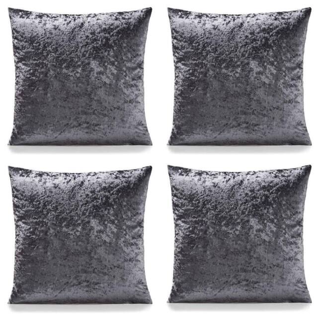 Luxury Living Crushed Velvet Cushions Set of 4 With Fibre Filled Pads in Charcoal - Size: 45 cm x 45 cm - image 1