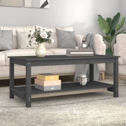 Berkfield Home Beautiful Coffee Table Grey 110x55x45 cm Solid Wood Pine - Size: 110 x 55 x 45 cm - thumbnail 1