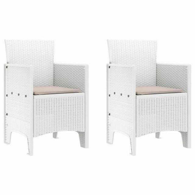Berkfield Home Garden Chair Set of 2 White Taupe Plastic Rattan Polyester - image 1