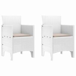 Berkfield Home Garden Chair Set of 2 White Taupe Plastic Rattan Polyester