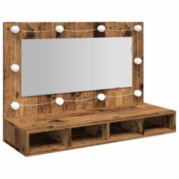 Berkfield Home Mirror Cabinet with LED Old Wood 90x31.5x62 cm in Brown - thumbnail 1