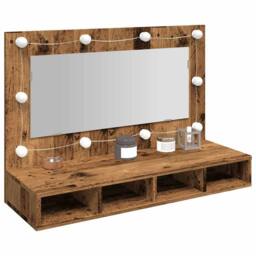 Berkfield Home Mirror Cabinet with LED Old Wood 90x31.5x62 cm in Brown - thumbnail 2