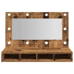 Berkfield Home Mirror Cabinet with LED Old Wood 90x31.5x62 cm in Brown - thumbnail 5