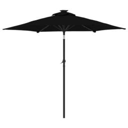 Berkfield Home Comfortable Garden Parasol with LEDs & Steel Pole Black 225x225 - thumbnail 6
