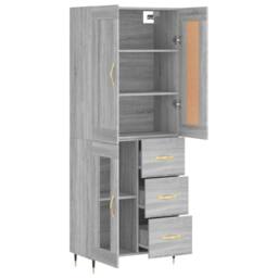 Berkfield Home Highboard Grey Sonoma 69.5x34x180 cm Engineered Wood - thumbnail 4
