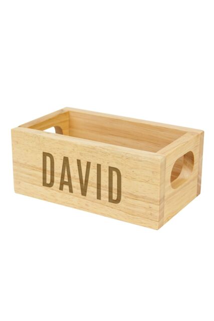 Personalised Memento Company Personalised Name Only Mini Wooden Crate in Light Brown - image 1