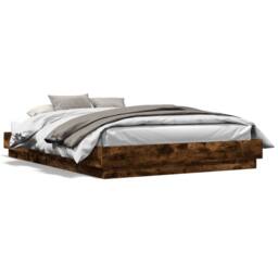 Berkfield Home Durable Bed Frame without Mattress Smoked Oak 120x200 cm in Brown - Size: Small Double - thumbnail 3
