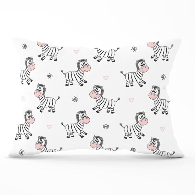 Warren Reed - Designer Cute Hand Drawn Zebra Cushions in White - Size: 45 cm x 45 cm - image 1