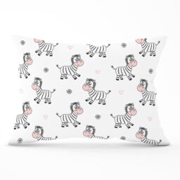 Warren Reed - Designer Cute Hand Drawn Zebra Cushions in White - Size: 45 cm x 45 cm - thumbnail 1