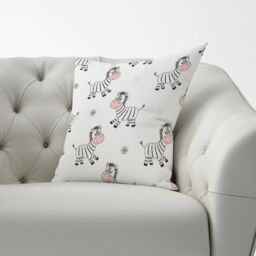 Warren Reed - Designer Cute Hand Drawn Zebra Cushions in White - Size: 45 cm x 45 cm - thumbnail 2