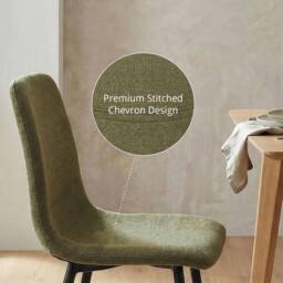 FWStyle Evie Set Of 4 Green Linen Upholstered Black Steel Frame Dining Chairs - thumbnail 2