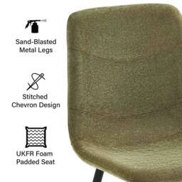 FWStyle Evie Set Of 4 Green Linen Upholstered Black Steel Frame Dining Chairs - thumbnail 3