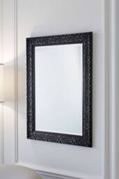 Yearn Mirrors Carved Framed Bevelled Mirror Black 130.5x77cm - Size: 130.5x77 cm - thumbnail 1