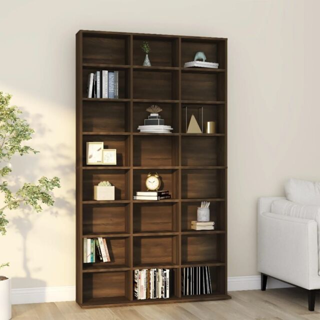 Berkfield Home CD Cabinet Brown Oak 102x23x177.5 cm Engineered Wood - image 1
