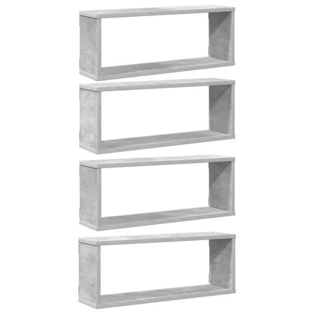 Berkfield Home Wall Cube Shelf 4 pcs Concrete Grey 60x15x23 cm Engineered Wood - Size: 60 x 15 x 23 cm - image 1