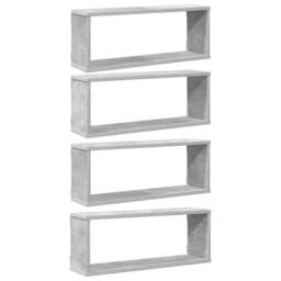 Berkfield Home Wall Cube Shelf 4 pcs Concrete Grey 60x15x23 cm Engineered Wood - Size: 60 x 15 x 23 cm - thumbnail 1